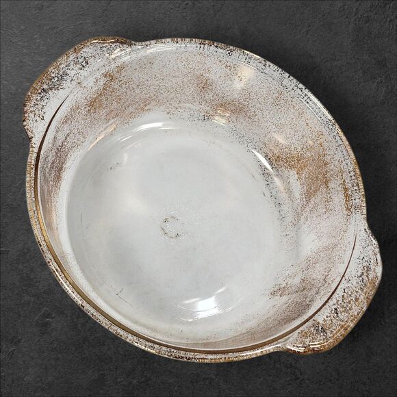 Vintage Fire-King 2 Qt Casserole w/ Culver Ltd 22K Gold & Green Lid Excellent - Picture 7 of 10